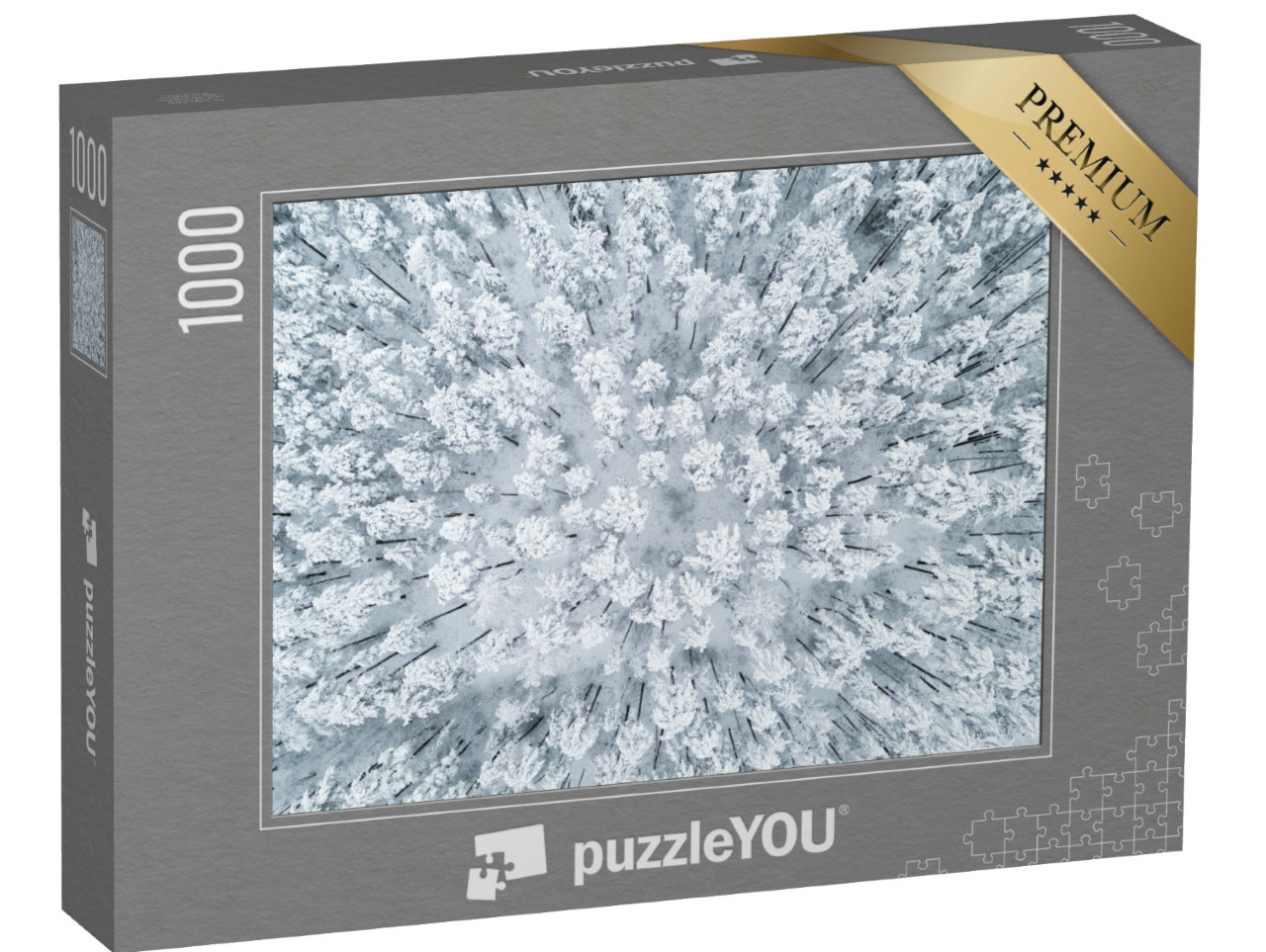 Puzzle 1000 Teile „Winterlicher, schneebedeckter Kiefernwald“