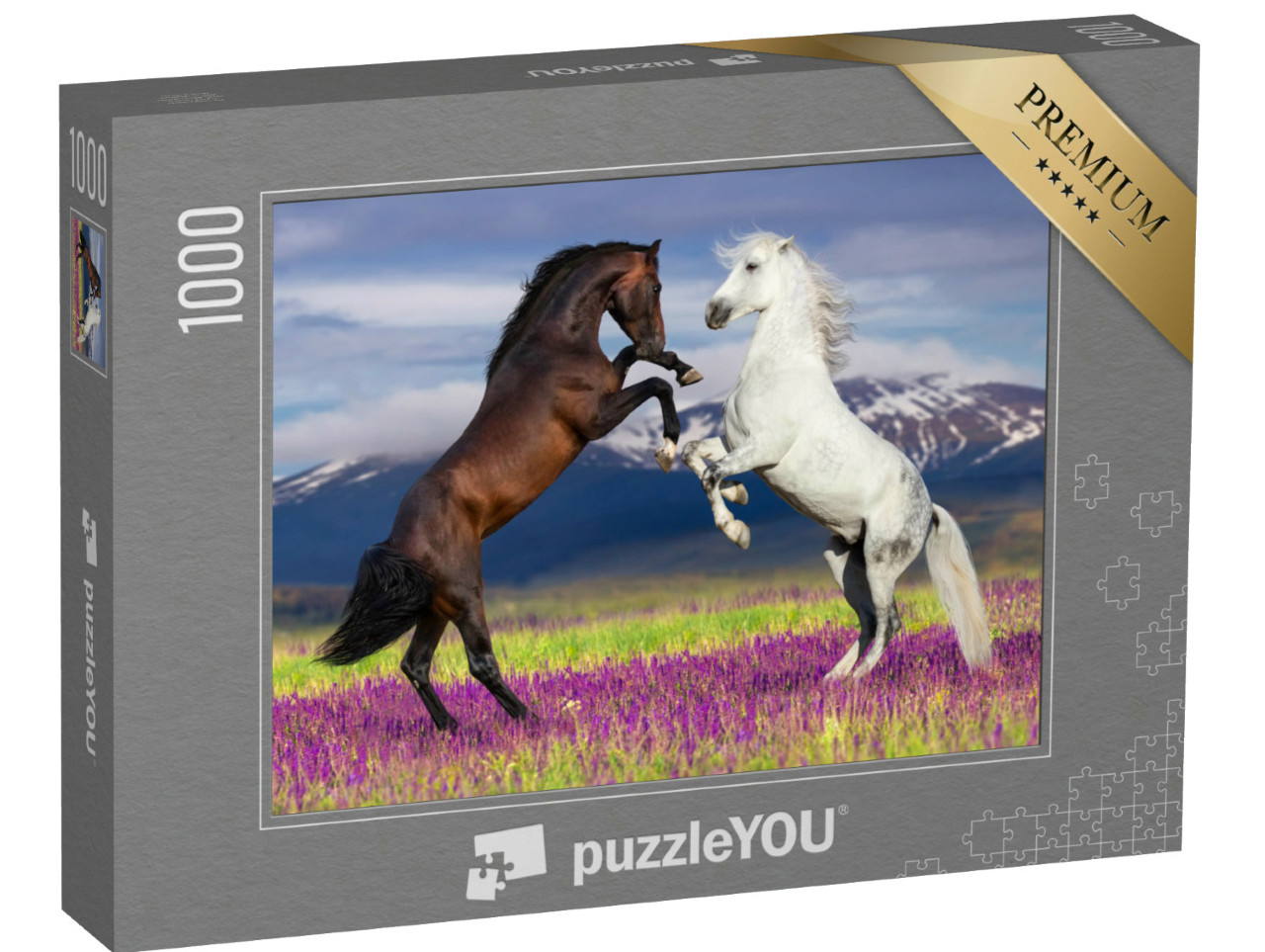 Puzzle 1000 Teile „Wilde Schönheit: Zwei tanzende Pferde“