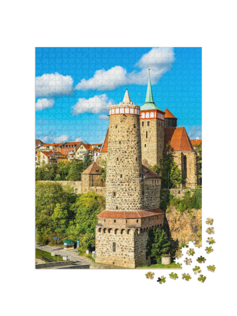 Puzzle 1000 Teile „Alter Wasserturm und Michaeliskirche in Bautzen, Deutschland“