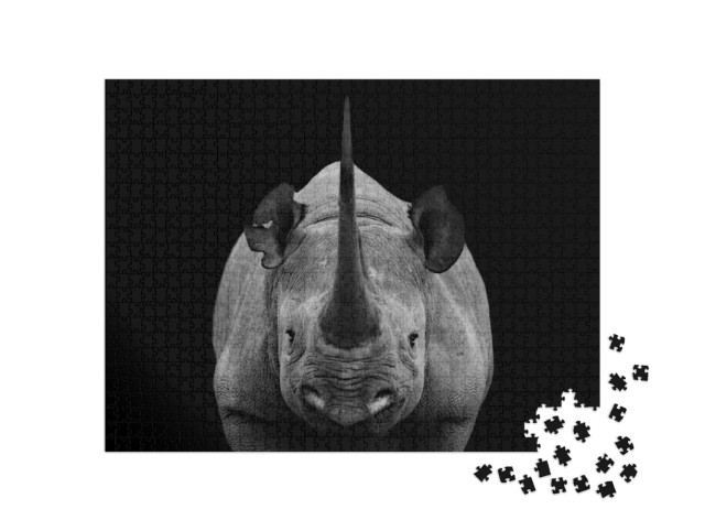 Puzzle 1000 Teile „Auge in Auge mit einem Nashorn “
