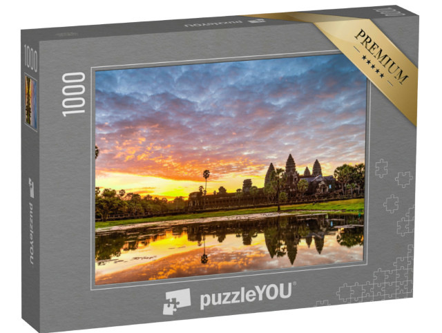 Puzzle 1000 Teile „Silhouette von Angkor Wat bei Sonnenaufgang, Kambodscha“