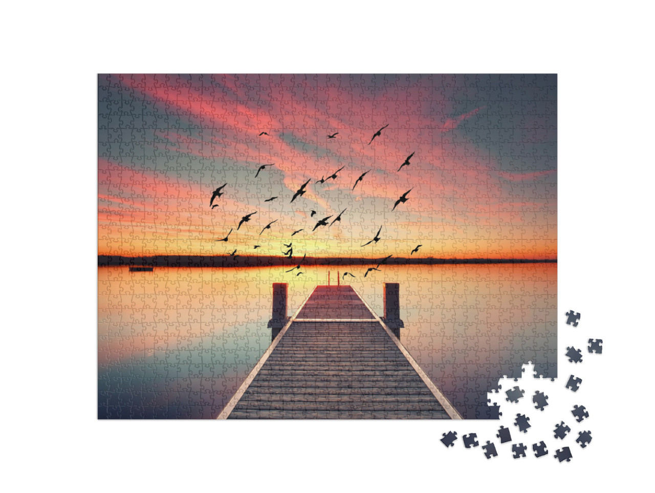 Puzzle 1000 Teile „Hölzerner Steg auf dem Teich“