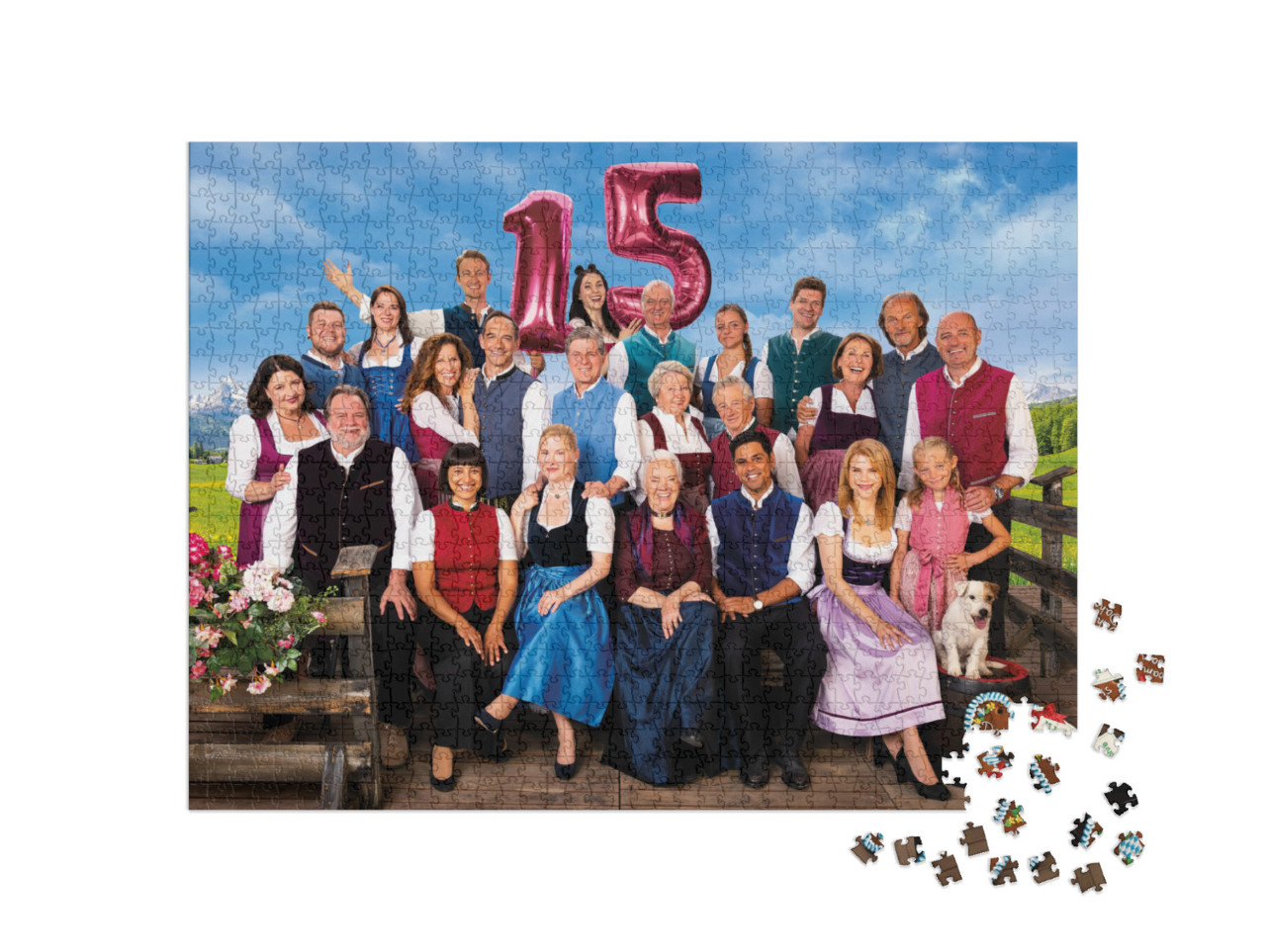 Puzzle 1000 Teile „Dahoam is Dahoam: Ensemblefoto 15 Jahre“