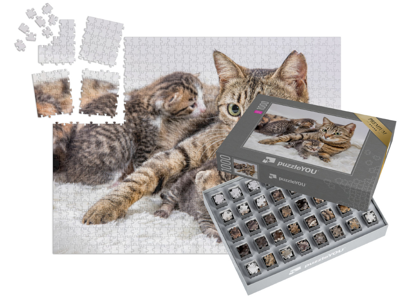 Puzzle „Katzenmutter und Katzenbaby, Kitten“ | SMART SORTED® 1000 Teile