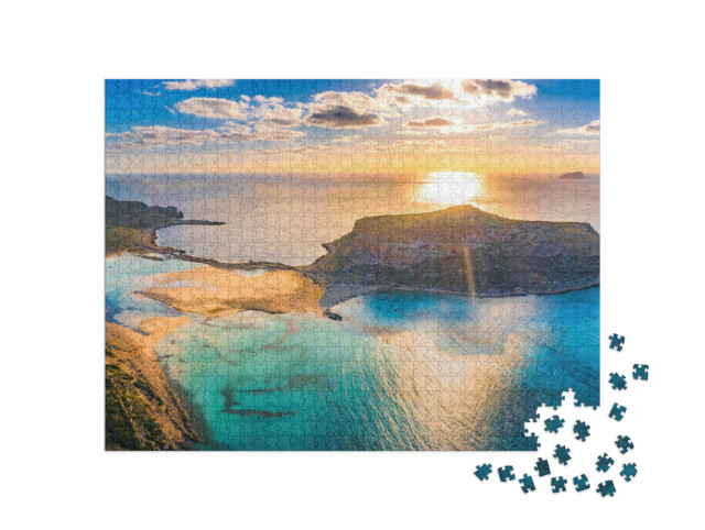 Puzzle 1000 Teile „Die Balos Lagune mit weißem Sandstrand, Kreta, Griechenland“