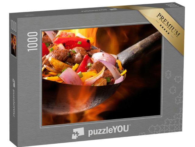 Puzzle 1000 Teile „Fleisch und Gemüse im Wok gegart“