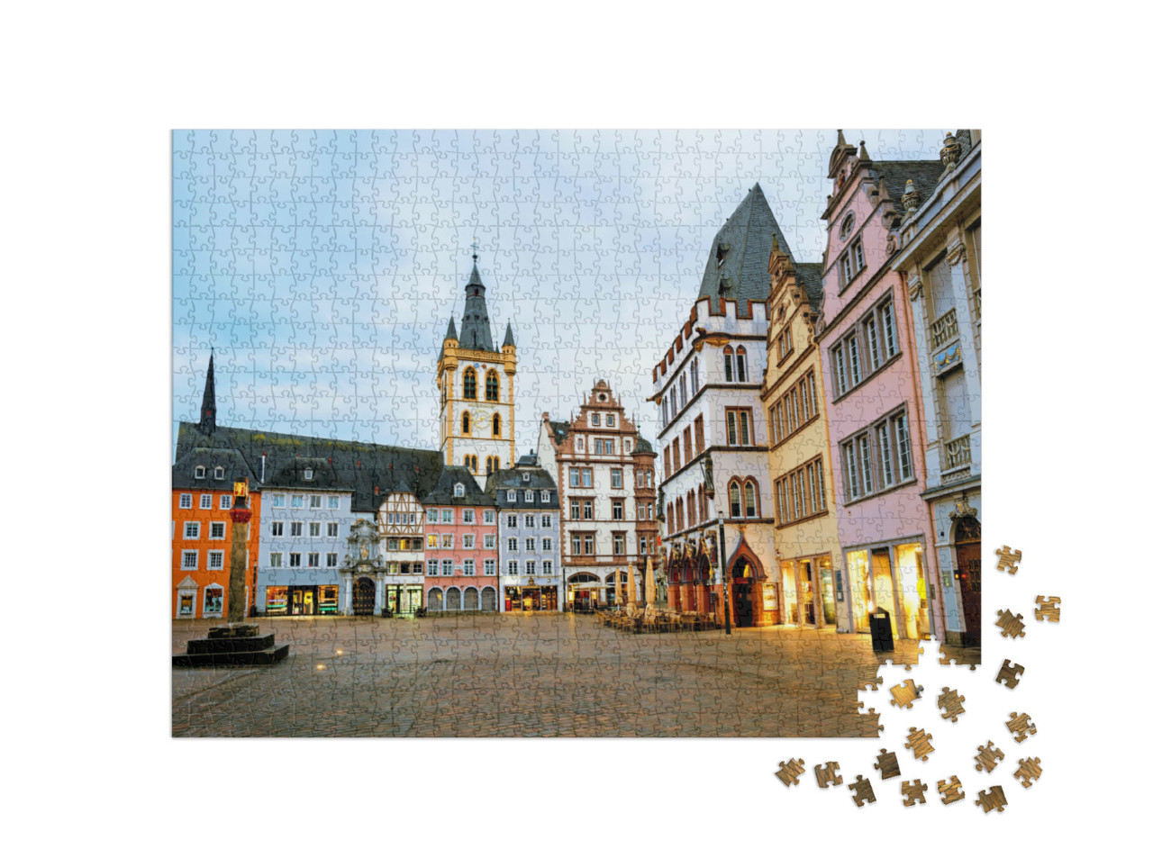 Puzzle 1000 Teile „Historische Fassaden am Hauptmarkt in Trier, Deutschland“