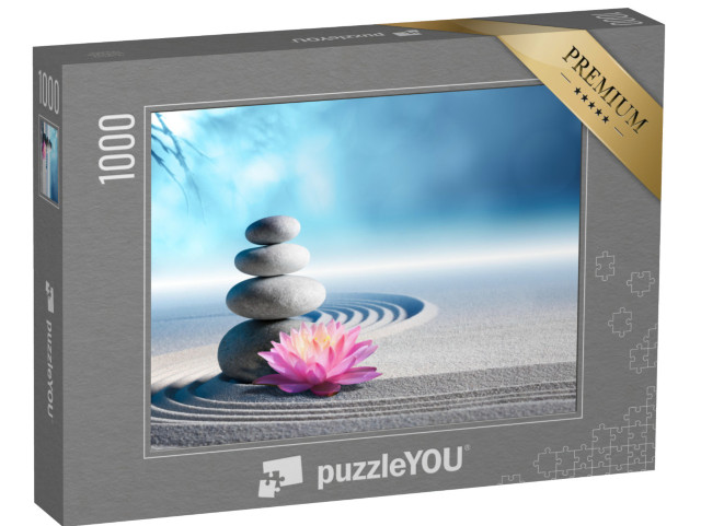 Puzzle 1000 Teile „Sand, Seerose und Spa-Steine im Zen-Garten“