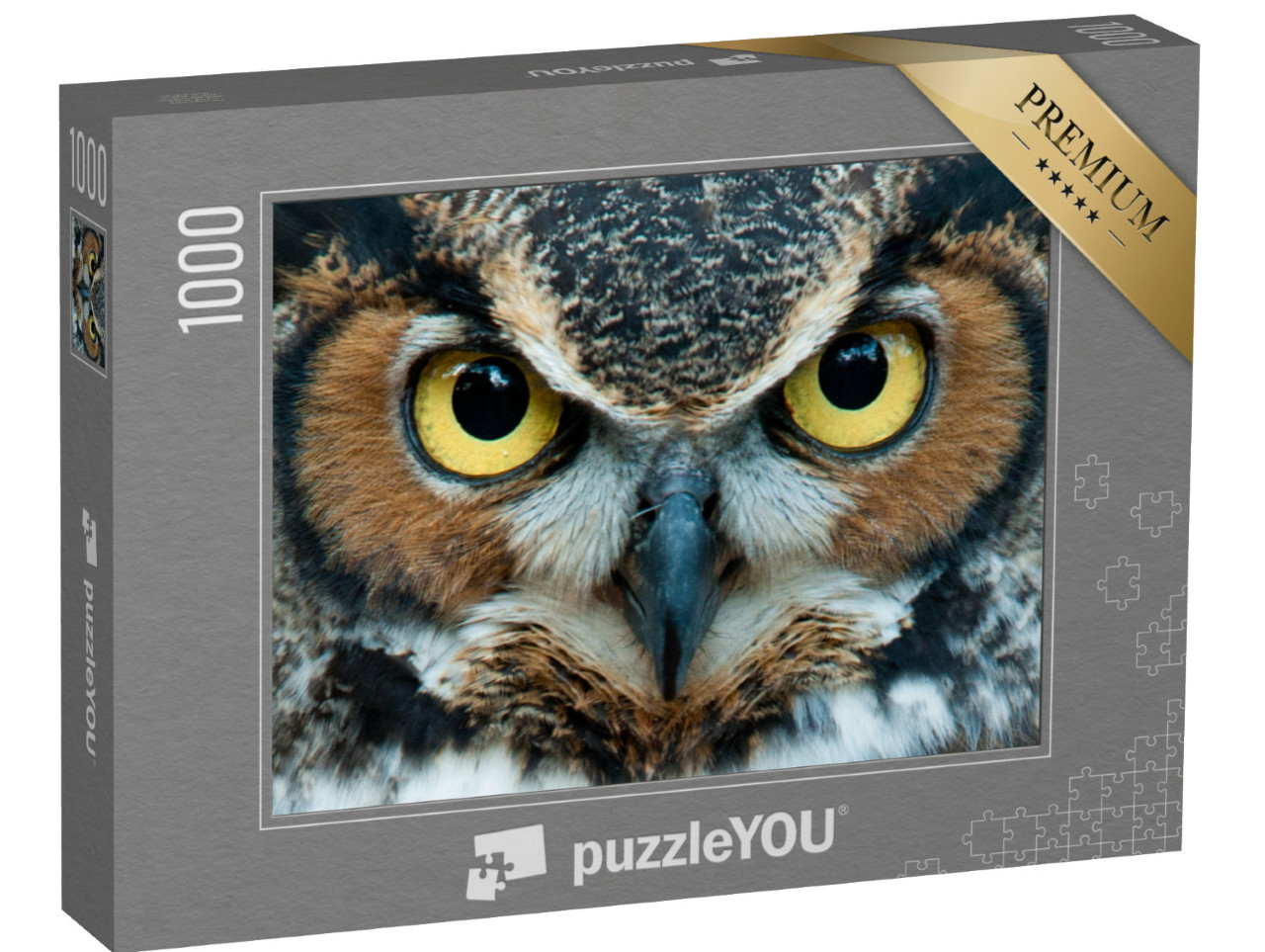 Puzzle 1000 Teile „Eine Eule mit goldenen Augen“