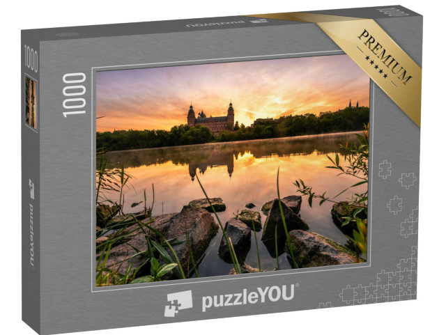 Puzzle 1000 Teile „Sonnenaufgang übr der Johannisburg in Aschaffenburg, Deutschland“