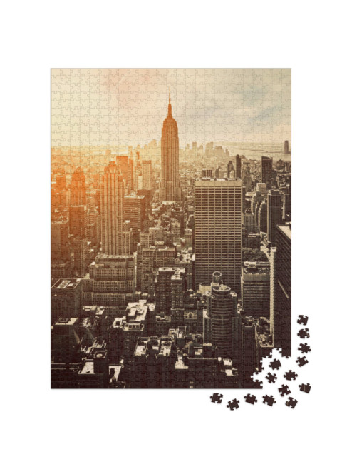 Puzzle 1000 Teile „Sonnenuntergang in Manhattan, New York, USA“