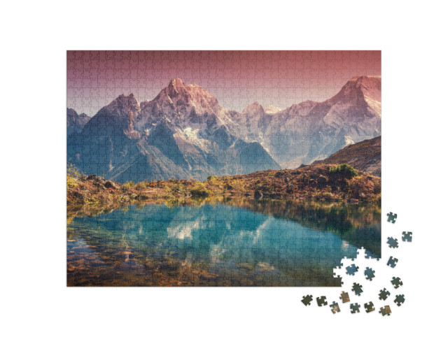 Puzzle 1000 Teile „Klarer Bergsee im Himalaya-Gebirge, Nepal“