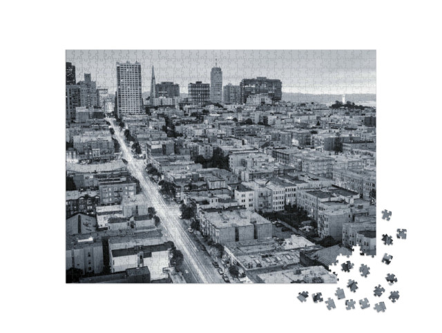 Puzzle 1000 Teile „San Francisco von oben, schwarz-weiß“