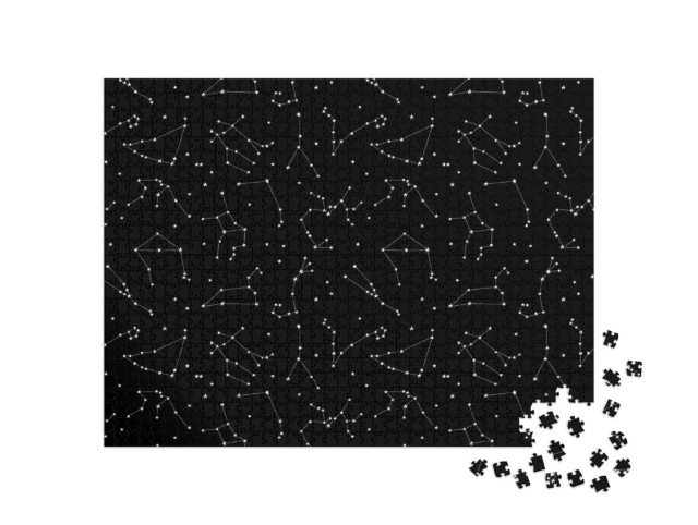 Puzzle 1000 Teile „Muster der Tierkreiskonstellationen, Formen aus Sternen und Linien“