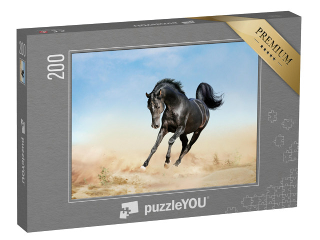 Puzzle 200 Teile „akhal-teke Pferd läuft durch eine Wüste“
