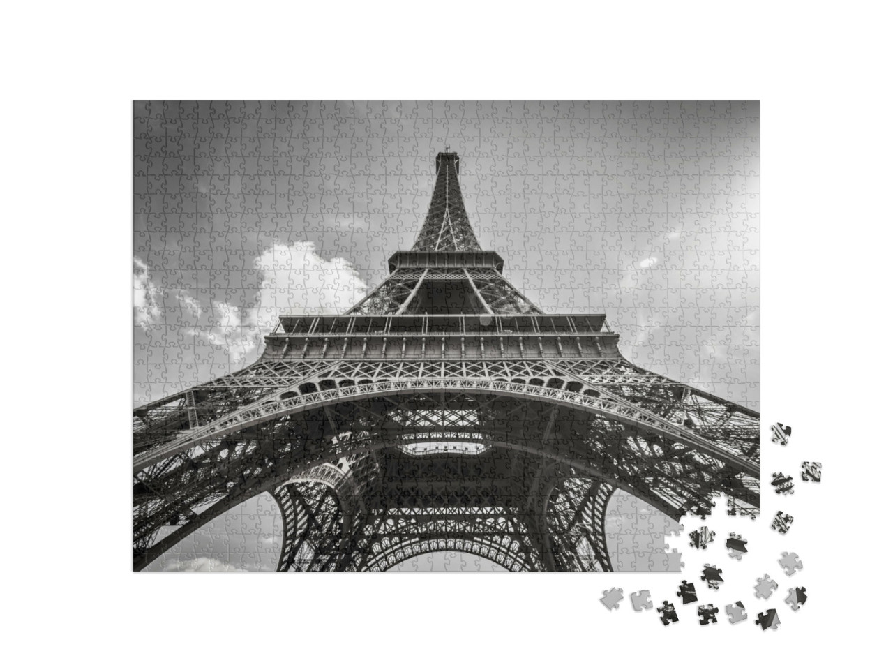 Puzzle 1000 Teile „Eiffelturm Paris, schwarz-weiß“
