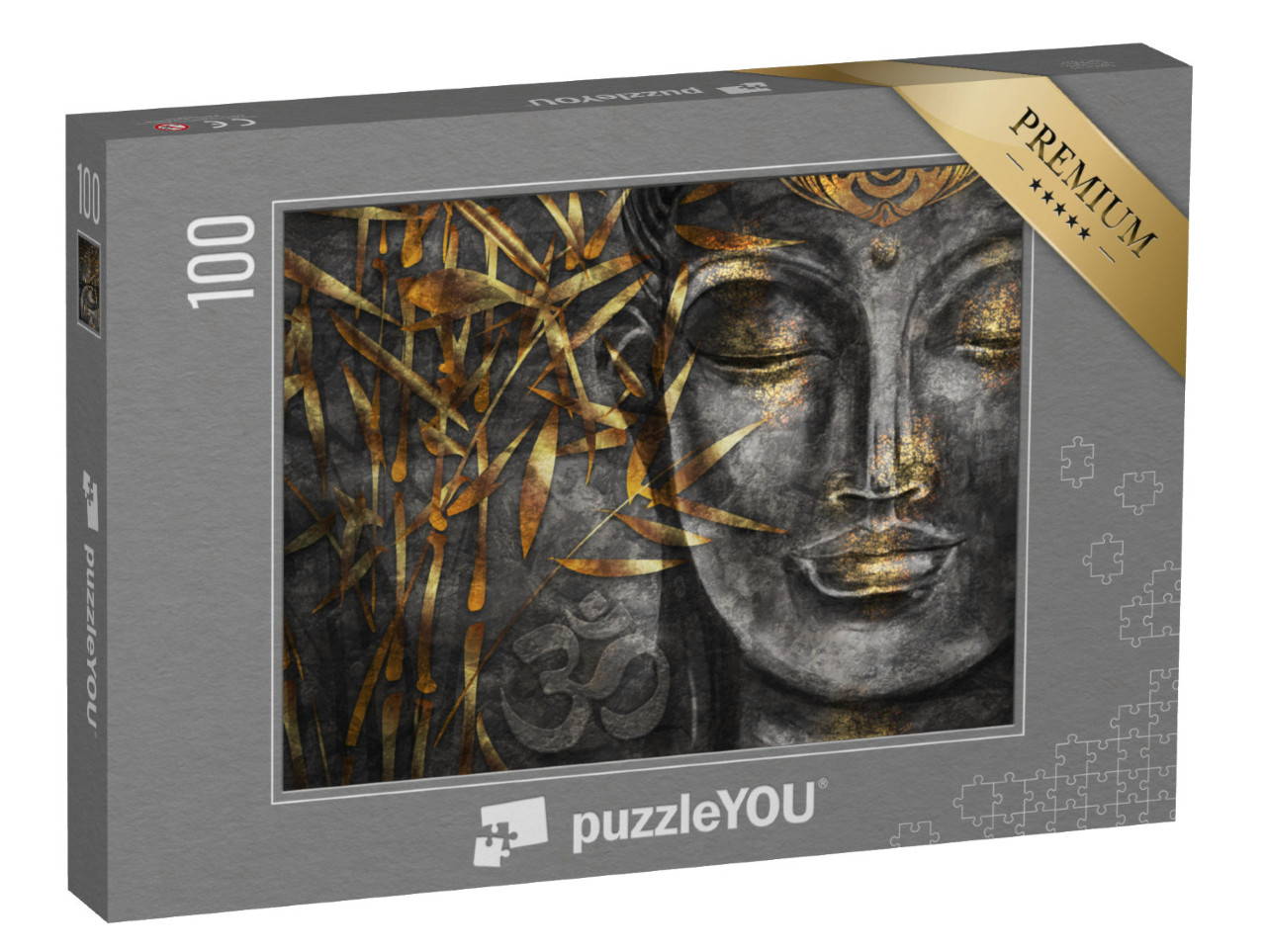 Puzzle 100 Teile „Digitale Kunst Collage kombiniert mit Aquarell: Bodhisattva Buddha“