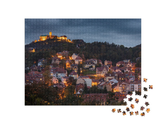 Puzzle 1000 Teile „Die Wartburg mit der Stadt Eisenach in Deutschland“