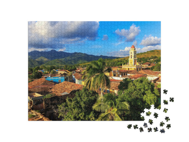 Puzzle 1000 Teile „Blick über die Stadt Trinidad auf Kuba“