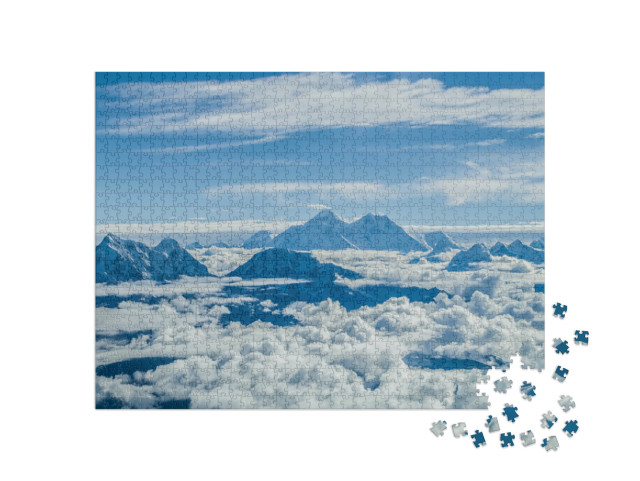 Puzzle 1000 Teile „Blick aus dem Cockpit: Himalaya und Mount Everest“