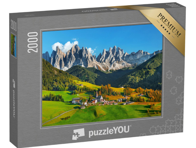 Puzzle 2000 Teile „Santa Maddalena mit Dolomiten in Südtirol, Italien“