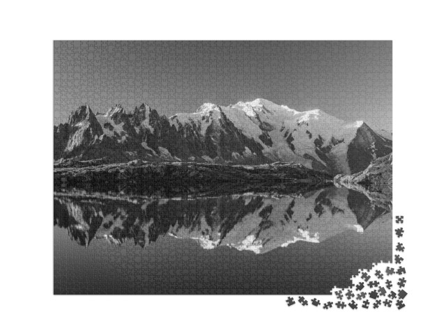 Puzzle 2000 Teile „Sommer-Panorama vom Lac Blanc: See mit Mont Blanc, Alpen, Frankreich“