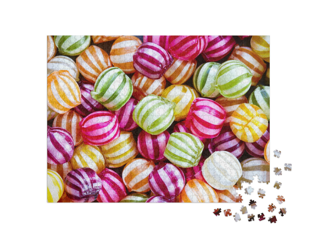 Puzzle 1000 Teile „Gestreifte Bonbons in verschiedenen Farben“