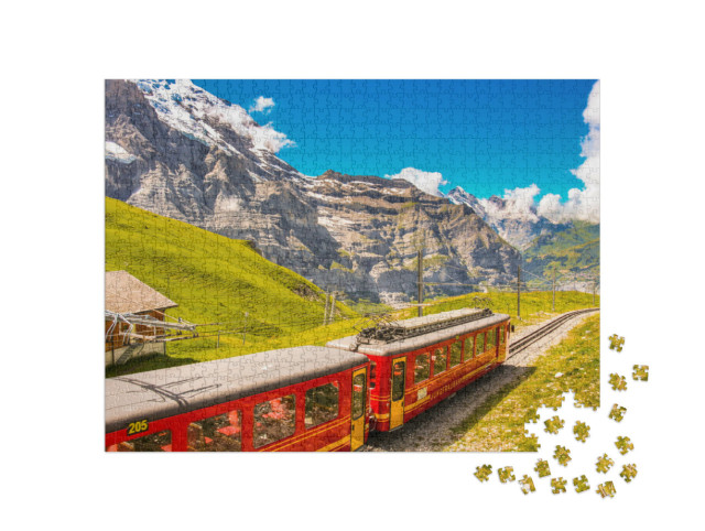 Puzzle 1000 Teile „Jungfraubahn Schweiz auf dem Weg zum Jungfraujoch, dem höchsten Bahnhof Europas“