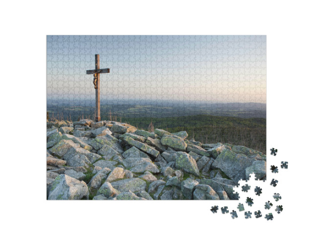 Puzzle 1000 Teile „Gipfelkreuz auf dem Lusen, Bayern, Deutschland“