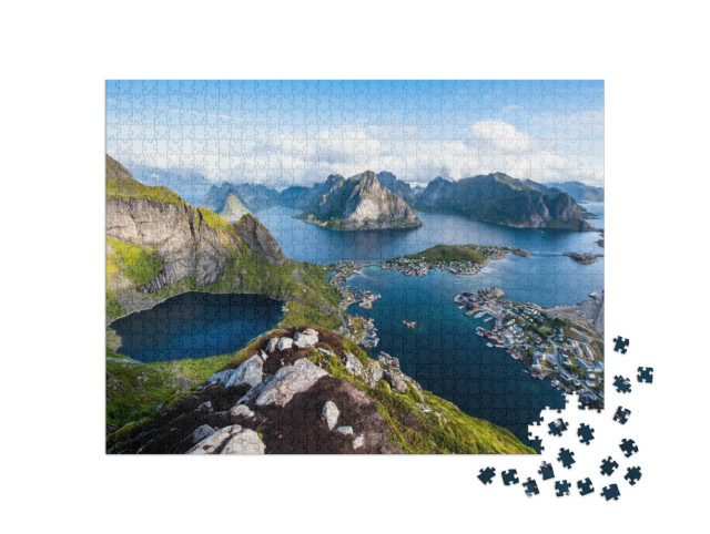 Puzzle 1000 Teile „Blick auf atemberaubende Berge der Lofoten, Norwegen“
