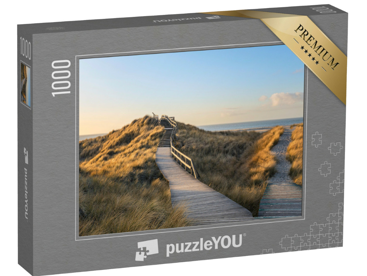 Puzzle 1000 Teile „Holzsteg durch die Dünen zum Strand von Norddorf, Amrum“