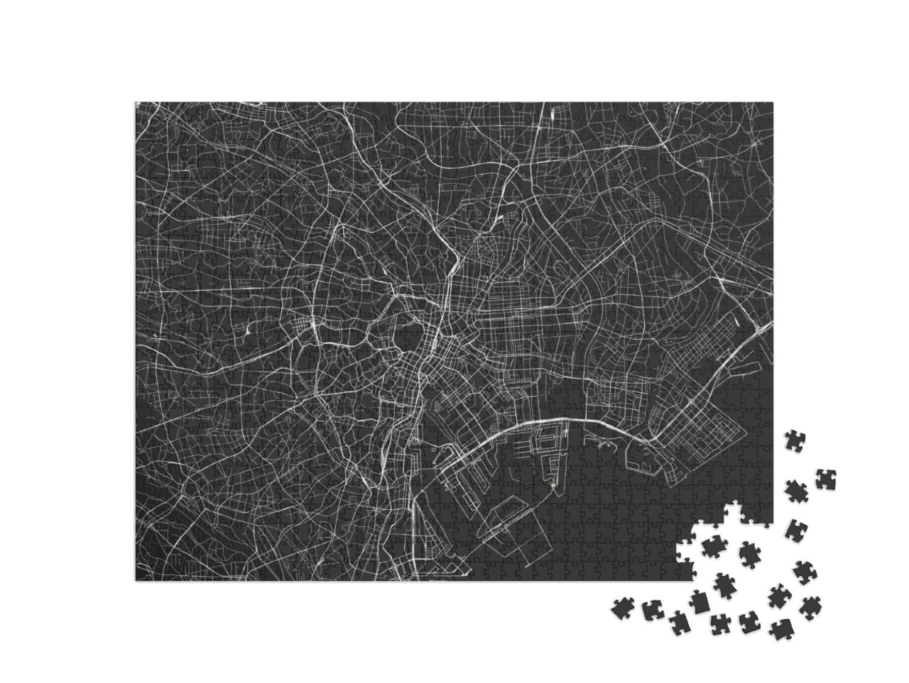 Puzzle 1000 Teile „Illustration der Stadt Tokio, Insel Honshu, Japan“