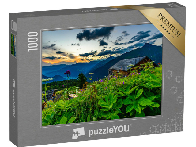 Puzzle 1000 Teile „Sonnenaufgang über der Gamshütte, Zillertaler Alpen“
