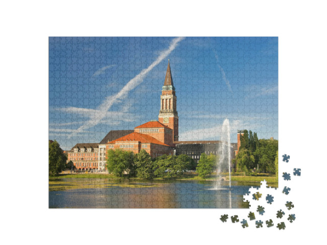 Puzzle 1000 Teile „Landeshauptstadt Kiel mit Rathausturm und Opernhaus“