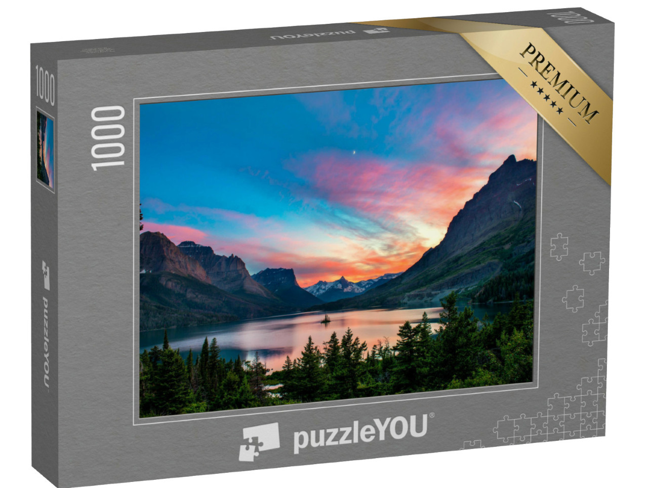 Puzzle 1000 Teile „Sonnenuntergang über dem St. Mary Lake“