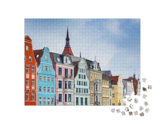 Puzzle 1000 Teile „Rostock, Deutschland Altstadt Stadtbild“