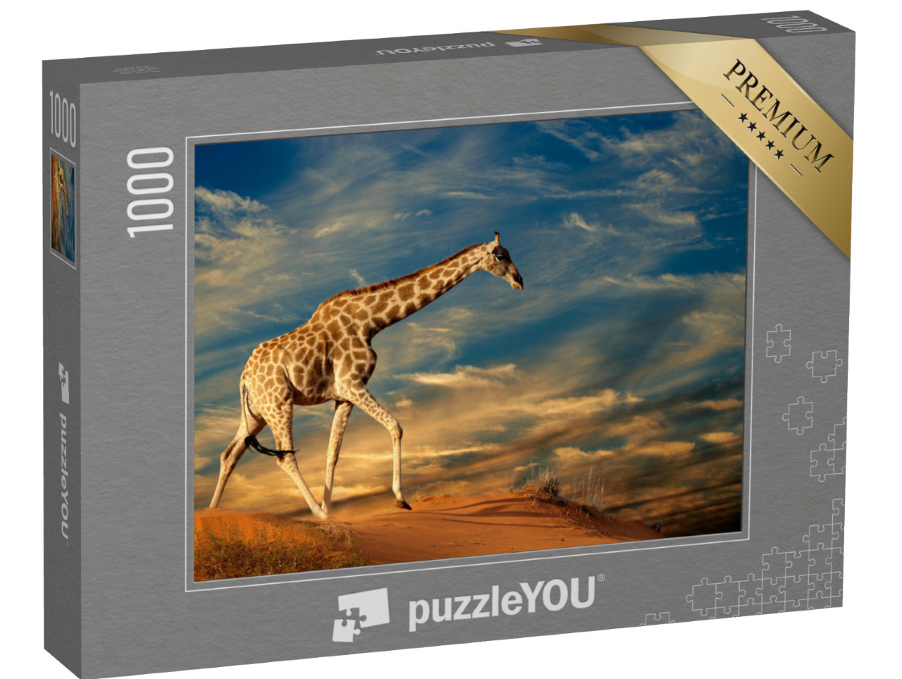 Puzzle 1000 Teile „Giraffe auf einer Sanddüne in Südafrika“