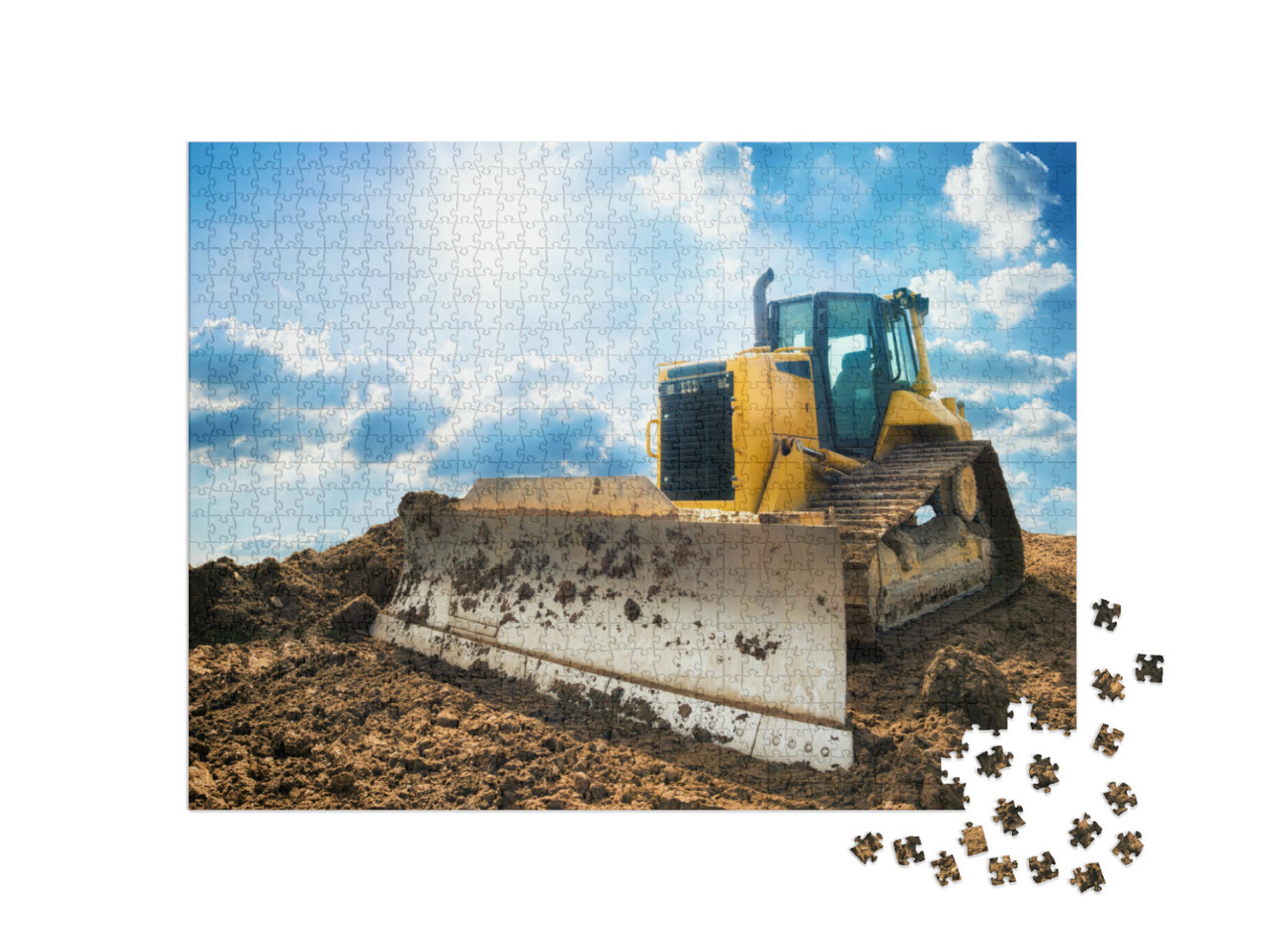 Puzzle 1000 Teile „Gelber Bagger auf einer neuen Baustelle “