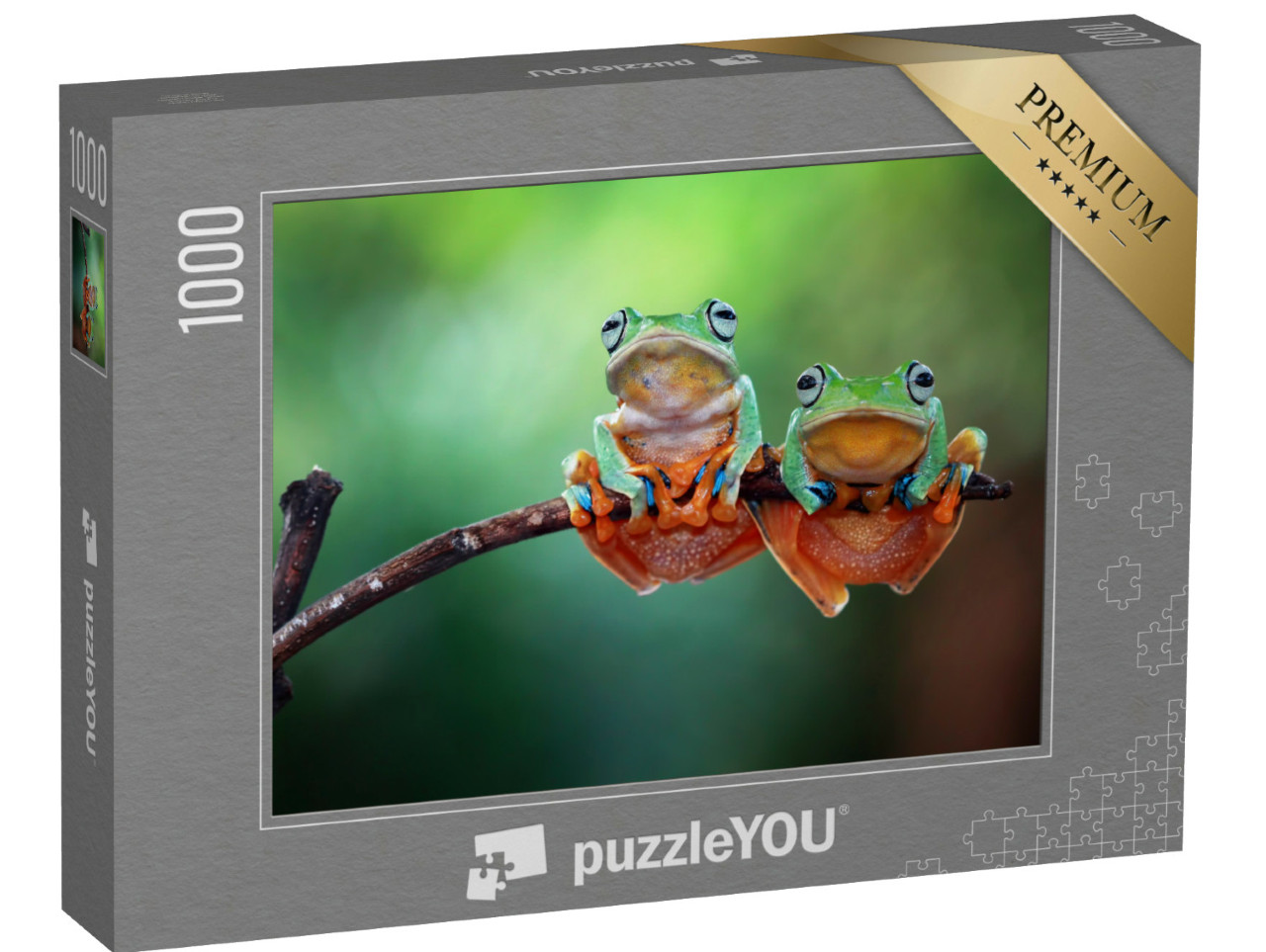 Puzzle 1000 Teile „Zwei Laubfrösche auf einem Ast“