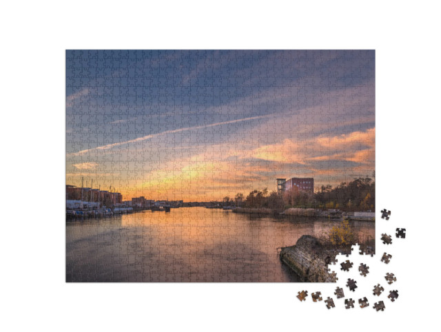 Puzzle 1000 Teile „Morgendämmerung in Kiel, Schleswig-Holstein, Deutschland“