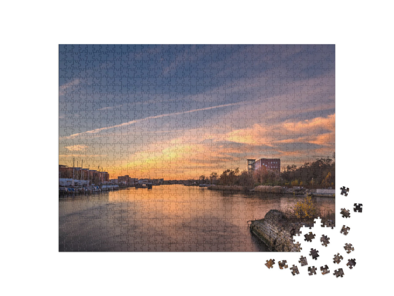 Puzzle 1000 Teile „Morgendämmerung in Kiel, Schleswig-Holstein, Deutschland“