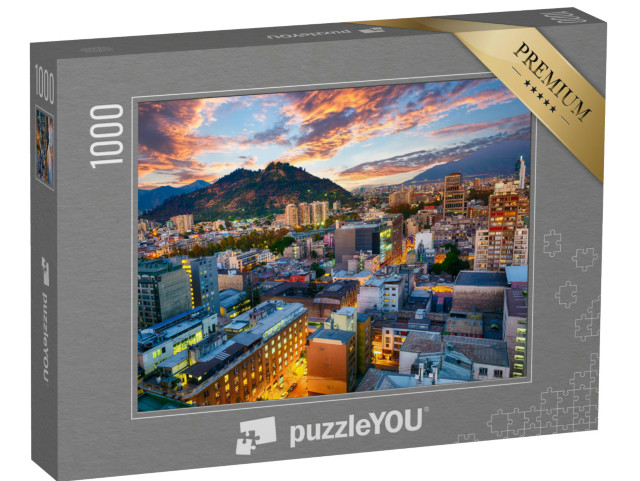 Puzzle 1000 Teile „Stadt Santiago de Chile nach Sonnenuntergang, Chile“