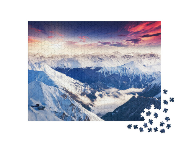 Puzzle 1000 Teile „Fantastisches abendliches Alpenpanorama“