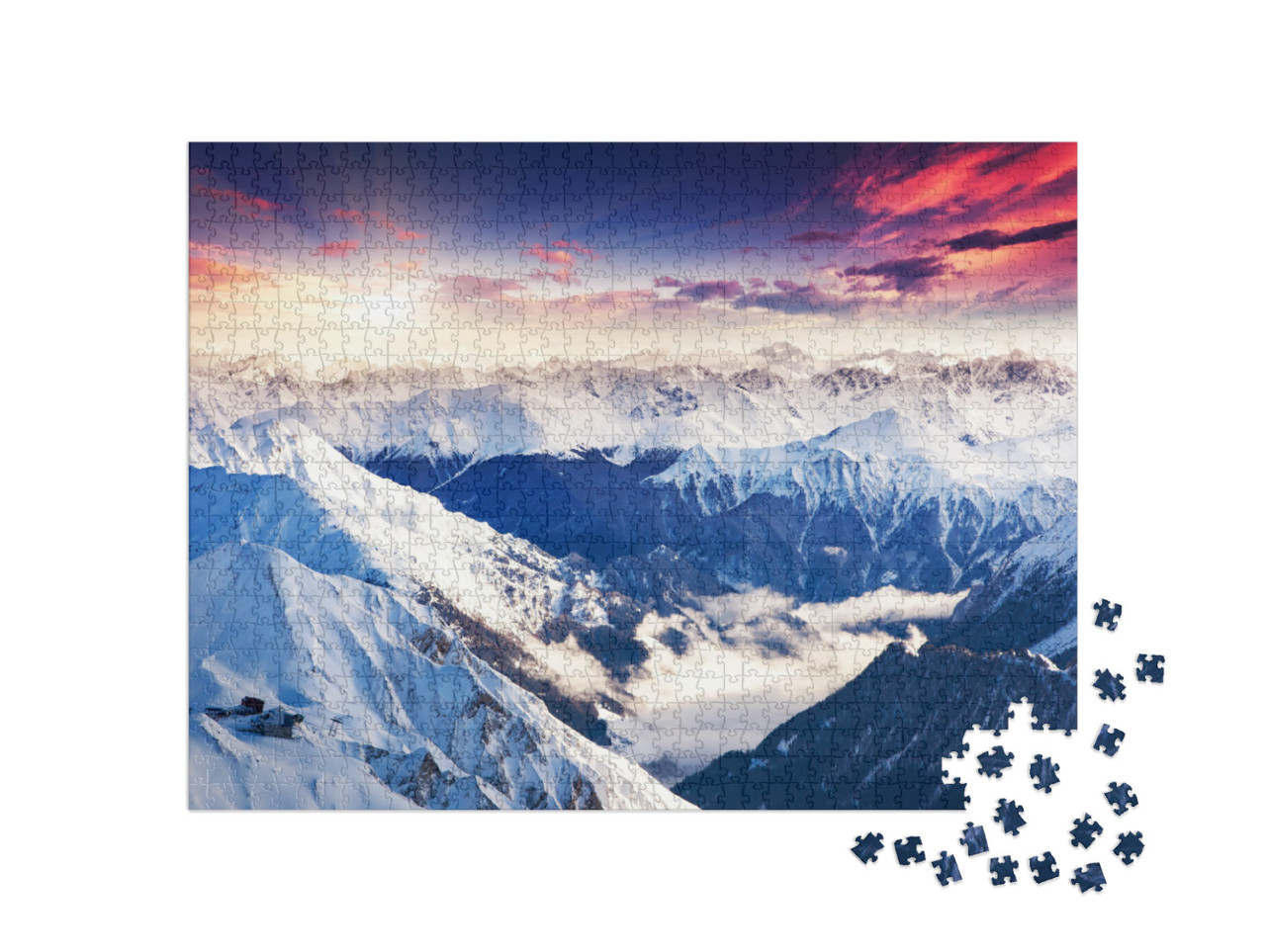 Puzzle 1000 Teile „Fantastisches abendliches Alpenpanorama“