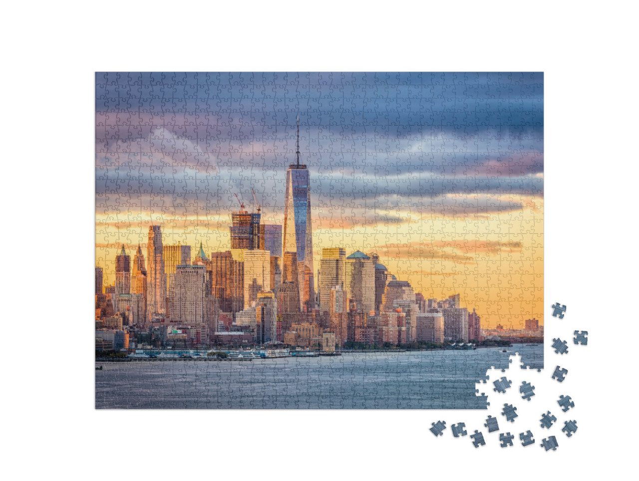 Puzzle 1000 Teile „Das Finanzviertel von New York City am Hudson River“