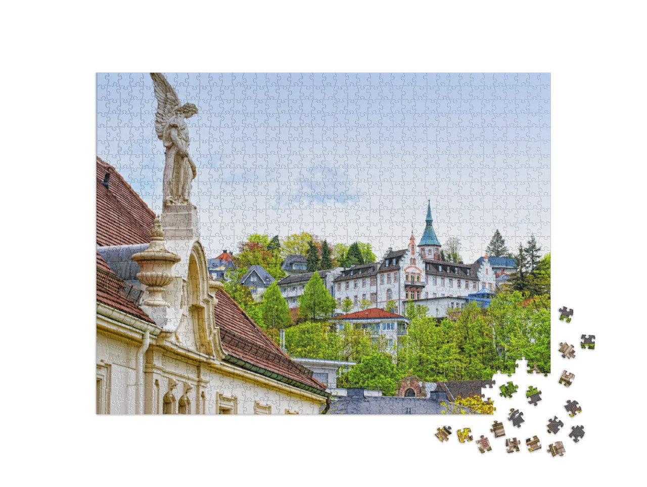 Puzzle 1000 Teile „Panoramablick auf die Kurstadt Baden-Baden, Deutschland“
