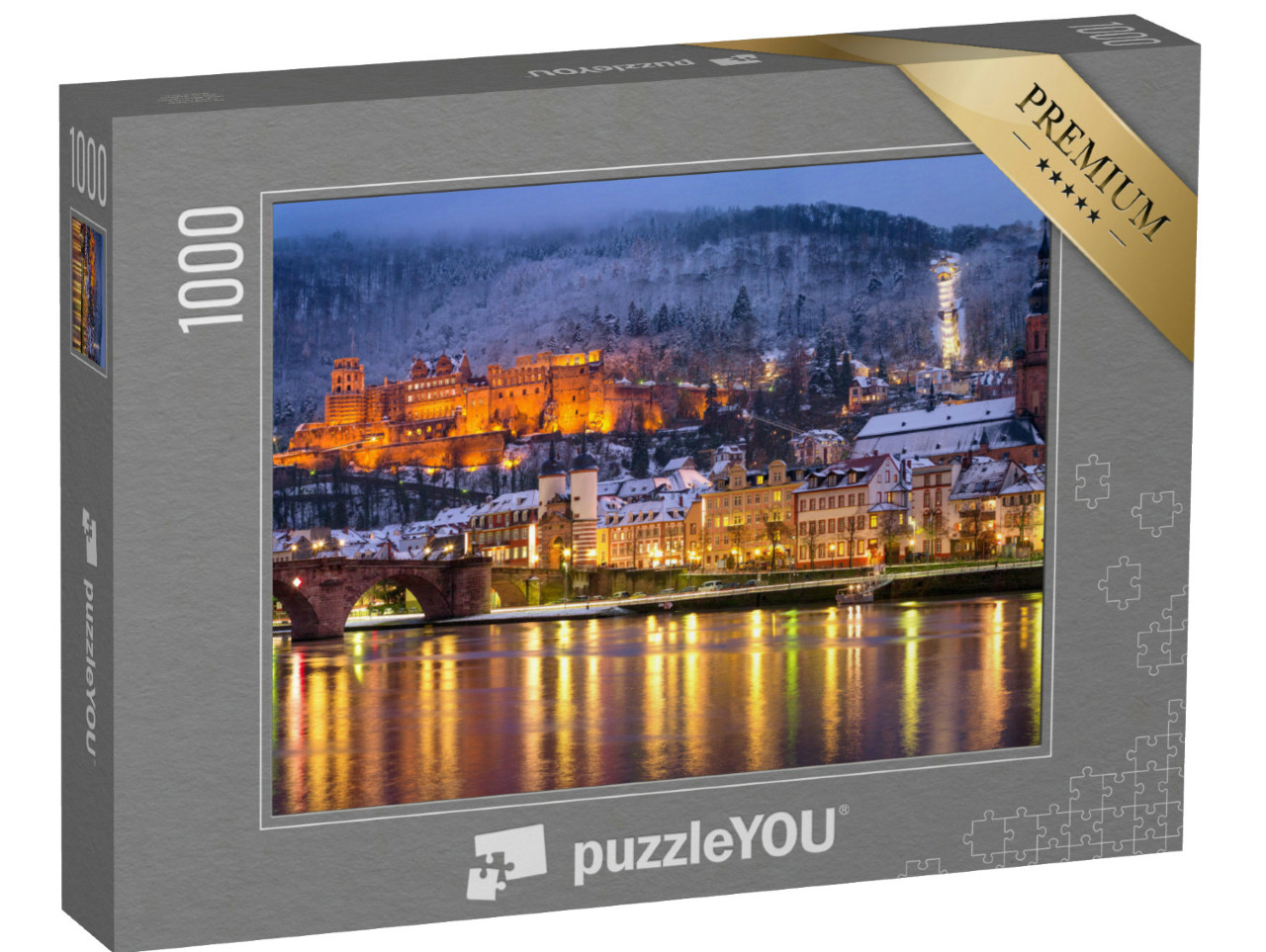 Puzzle 1000 Teile „Winterliche Altstadt von Heidelberg, Deutschland“