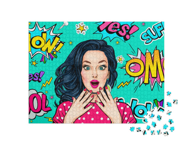 Puzzle 1000 Teile „Überraschte Frau im Pop-Art Stil“