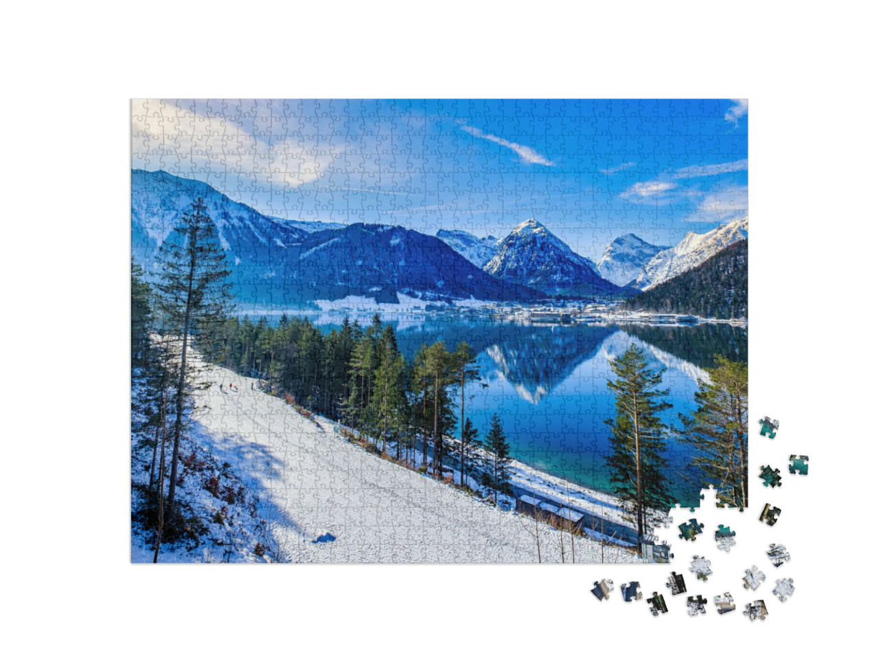 Puzzle 1000 Teile „Achensee und Pertisau im Winter, Österreich“