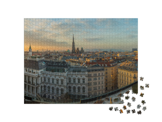 Puzzle 1000 Teile „Wien im Sonnenuntergang, Österreich“